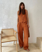 Linen Trouser Set for Women - 100% Natural Fabric - Casual & Comfortable Wear