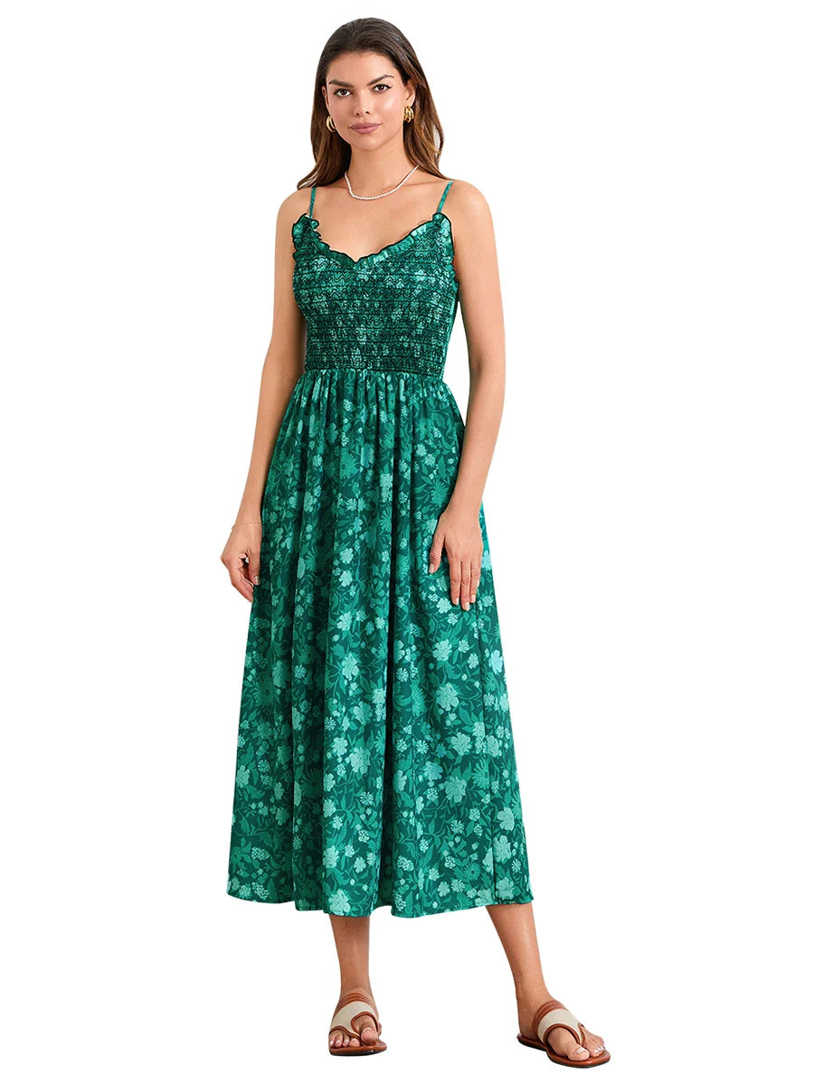 Floral Maxi Dress - Lightweight Fabric - Bohemian Style - Summer Wear