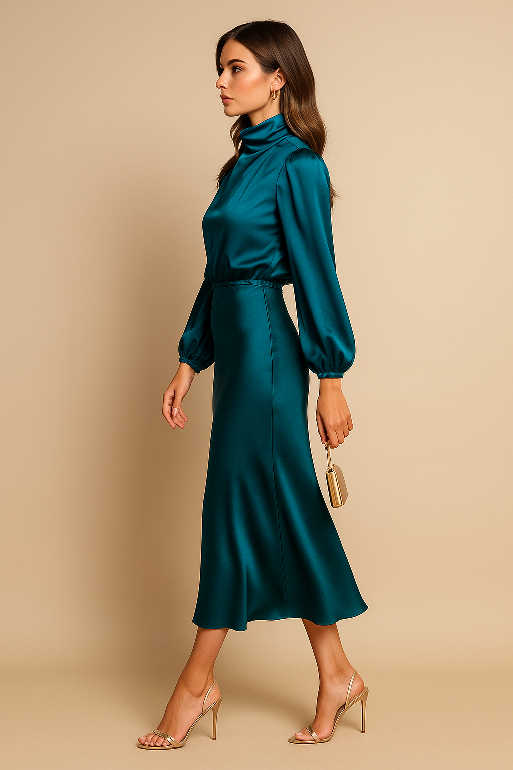 Satin Midi Dress for Women with Adjustable Straps - Casual Style for Everyday Wear