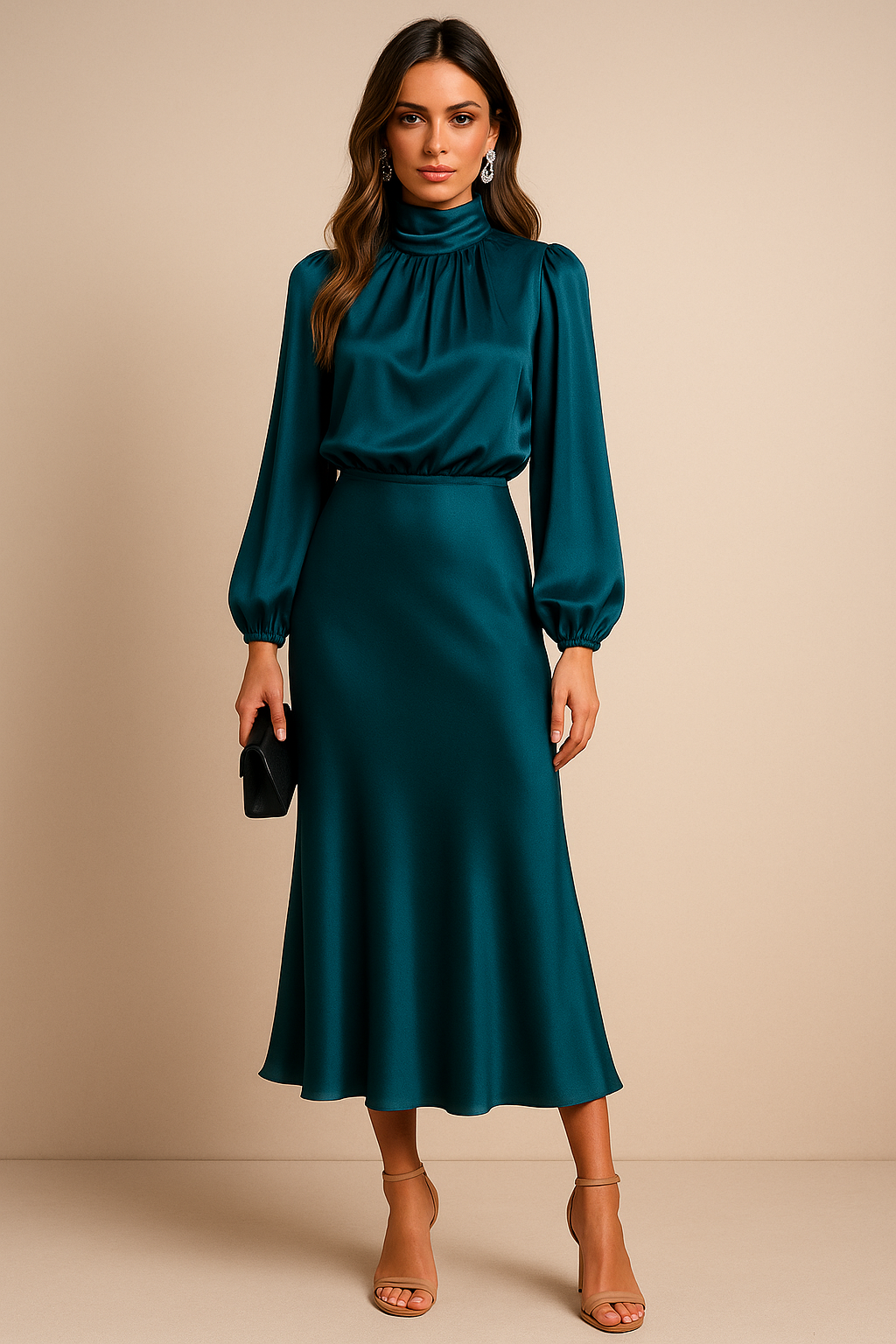 Satin Midi Dress for Women with Adjustable Straps - Casual Style for Everyday Wear