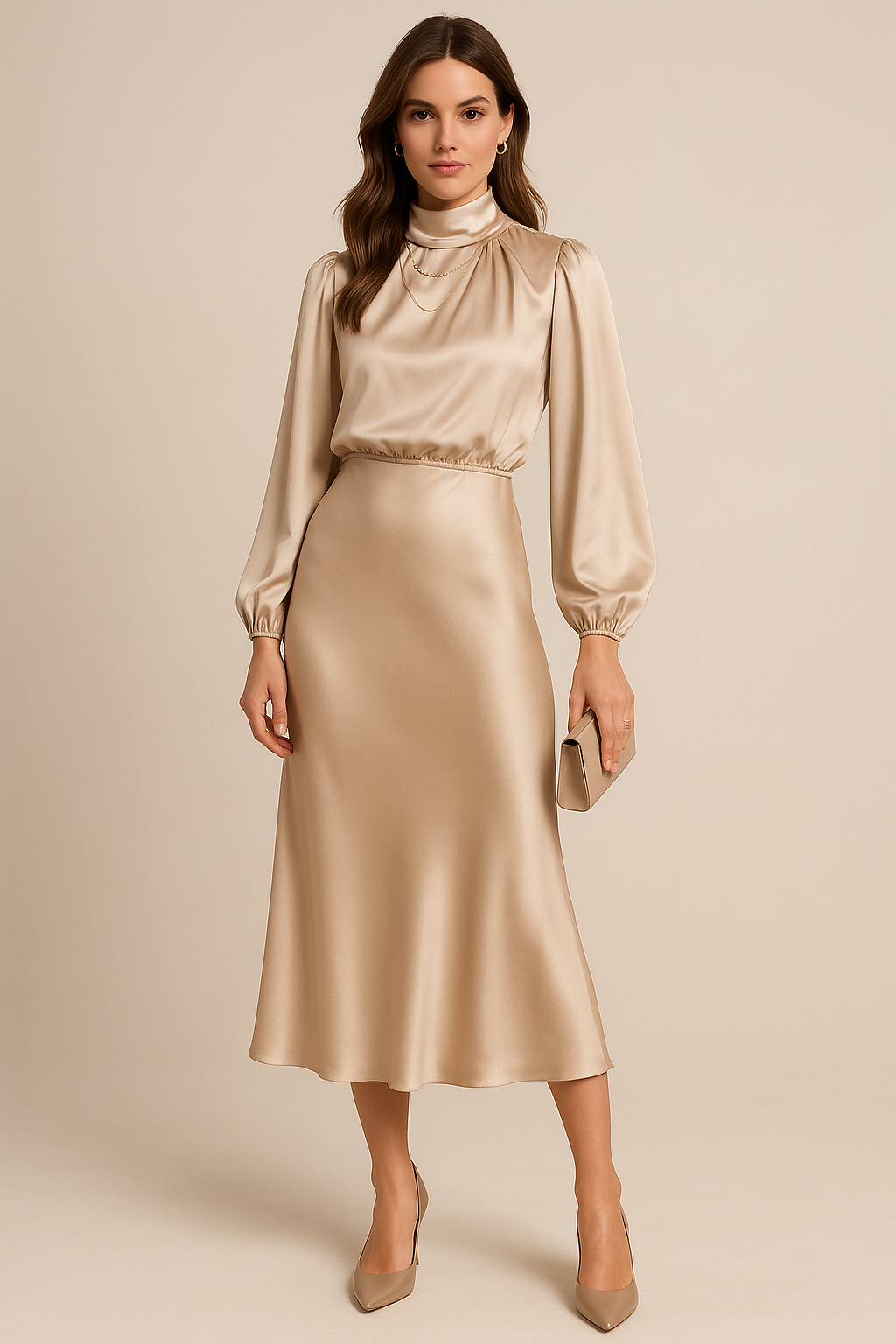 Satin Midi Dress for Women with Adjustable Straps - Casual Style for Everyday Wear