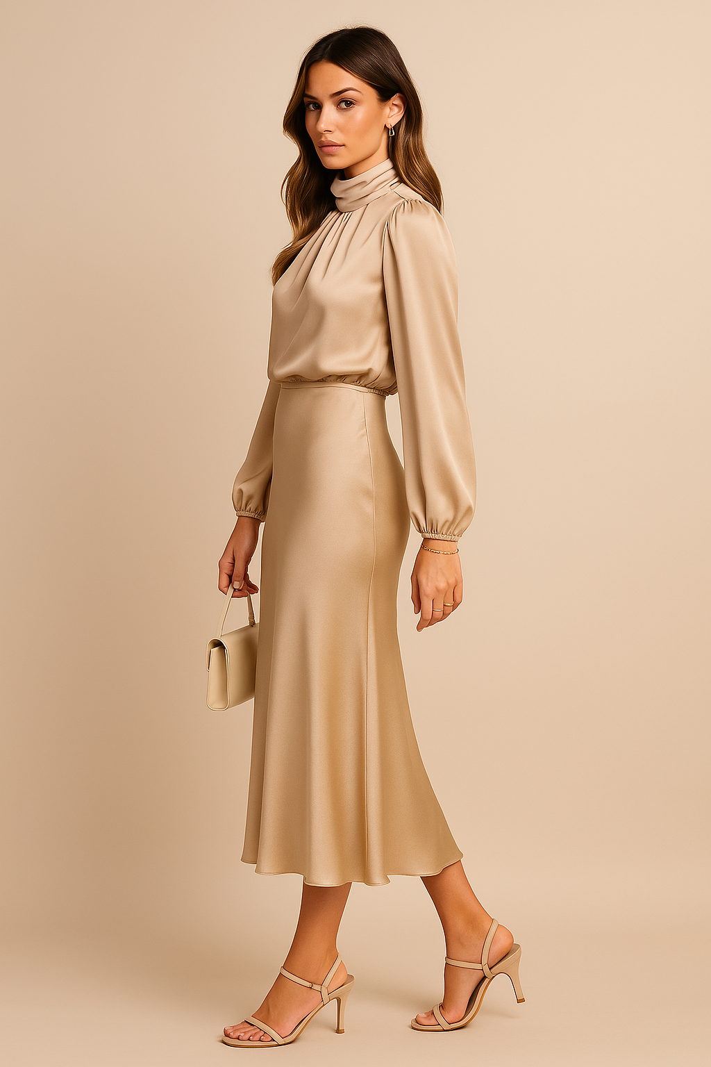 Satin Midi Dress for Women with Adjustable Straps - Casual Style for Everyday Wear