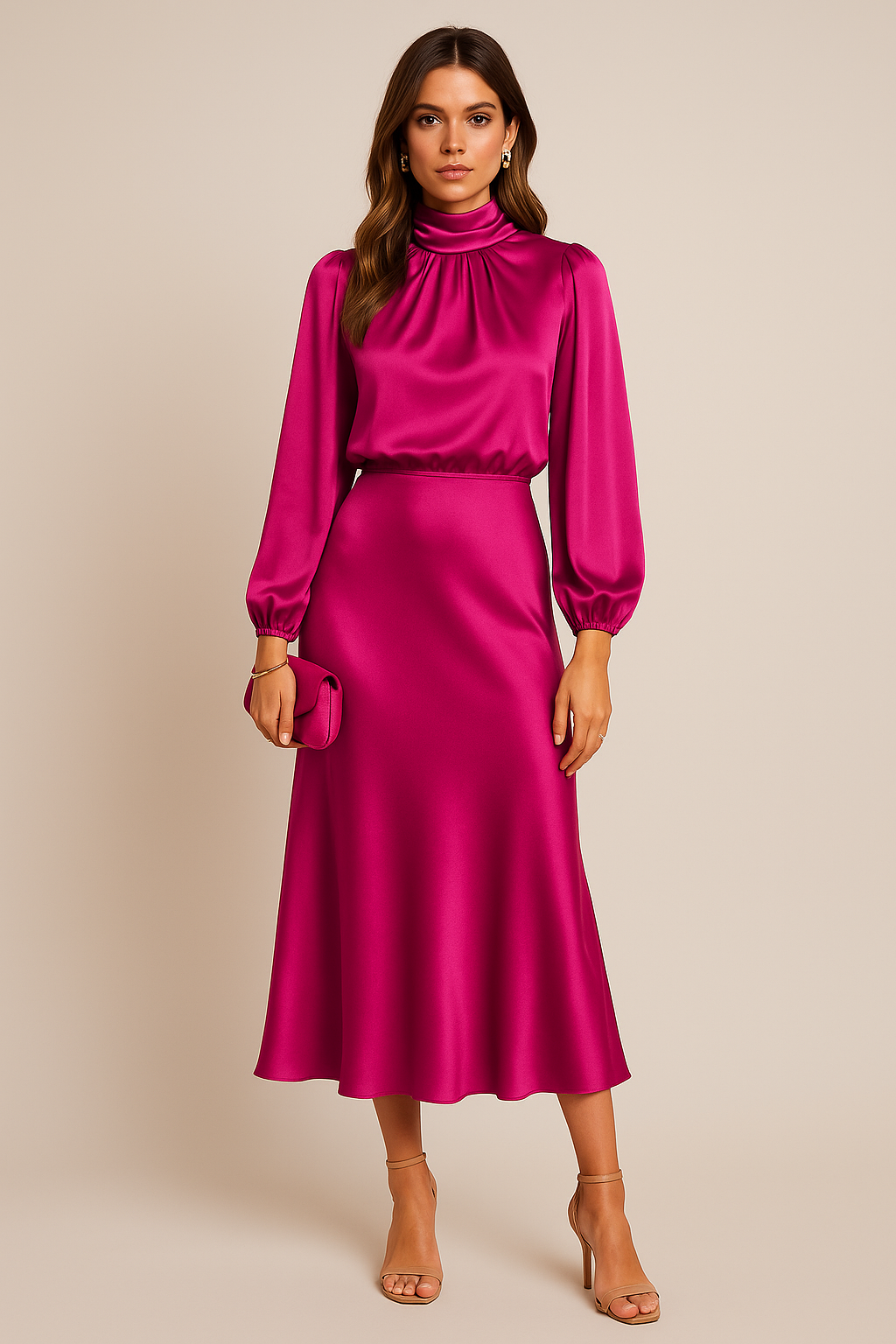 Satin Midi Dress for Women with Adjustable Straps - Casual Style for Everyday Wear