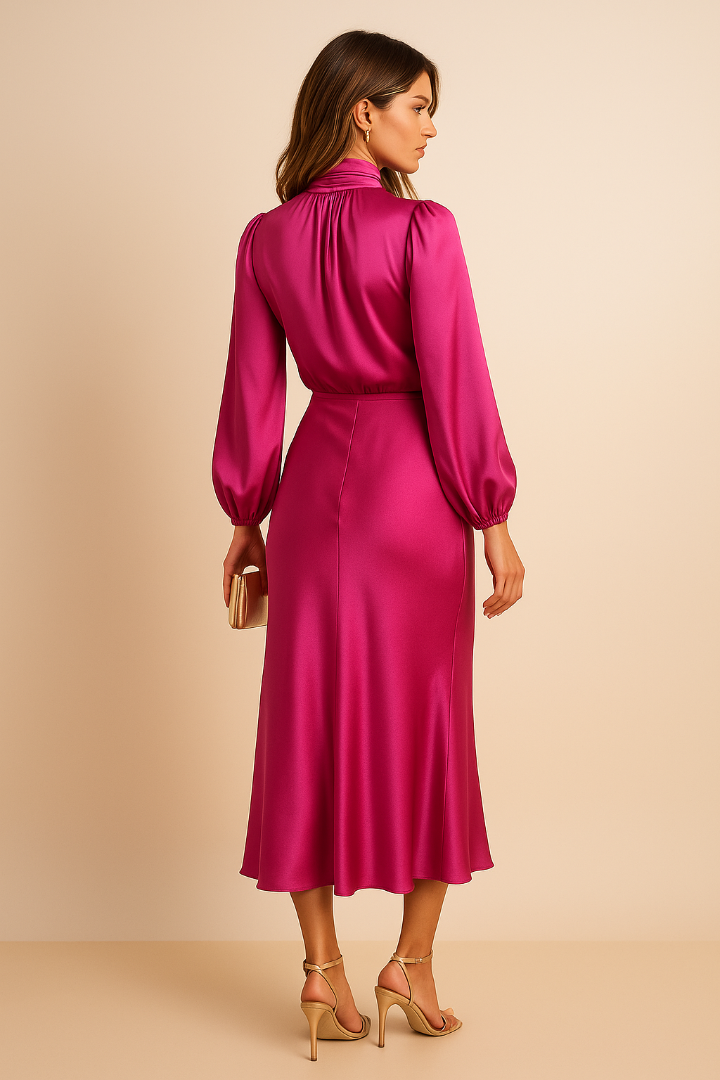 Satin Midi Dress for Women with Adjustable Straps - Casual Style for Everyday Wear