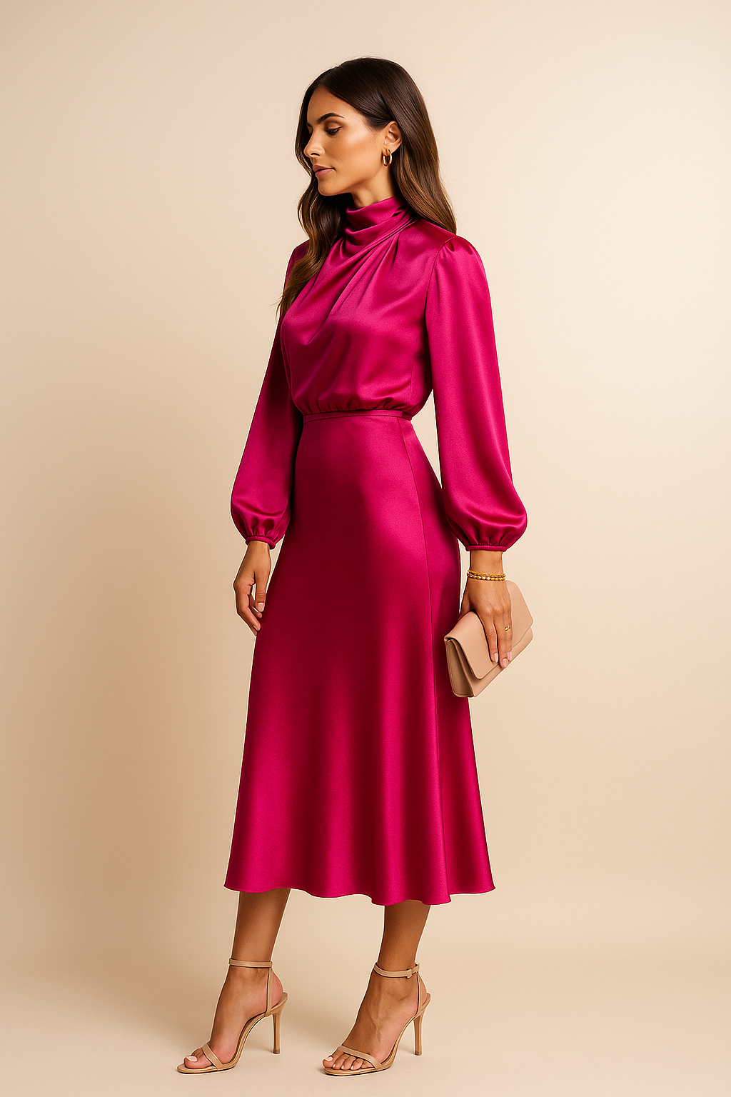 Satin Midi Dress for Women with Adjustable Straps - Casual Style for Everyday Wear