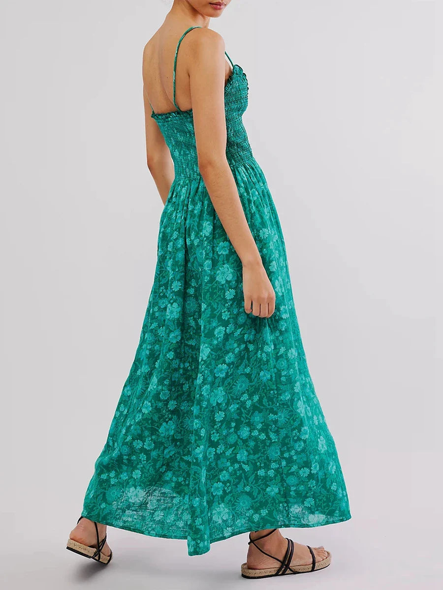 Floral Maxi Dress - Lightweight Fabric - Bohemian Style - Summer Wear