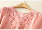V-Neck Cotton Blouse for Women - Casual Everyday Wear Top