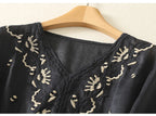 V-Neck Cotton Blouse for Women - Casual Everyday Wear Top