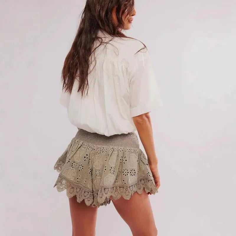 Lace Shorts for Women - Evelyn Harrow Style - Elegant Summer Wear - Black