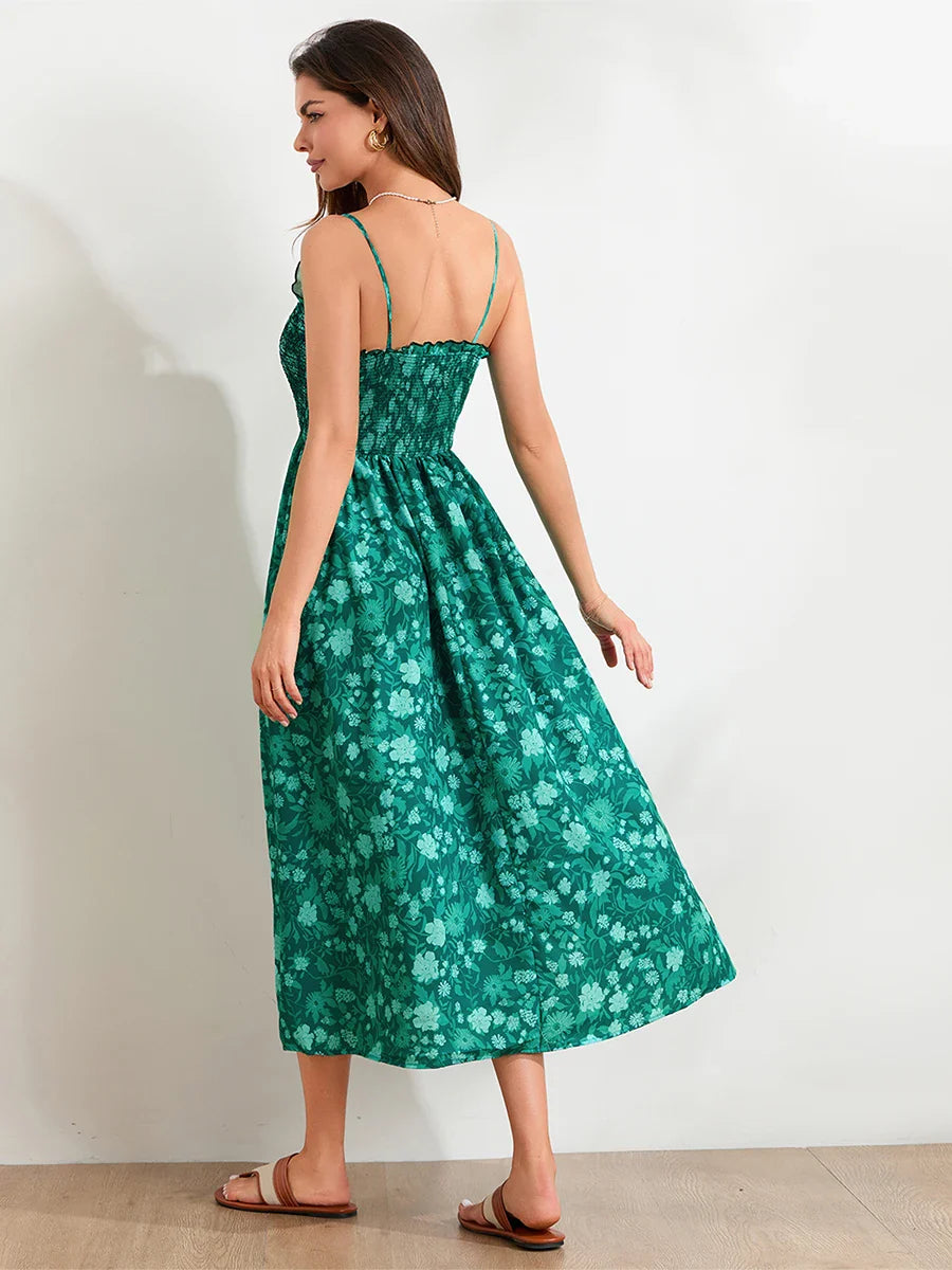 Floral Maxi Dress - Lightweight Fabric - Bohemian Style - Summer Wear