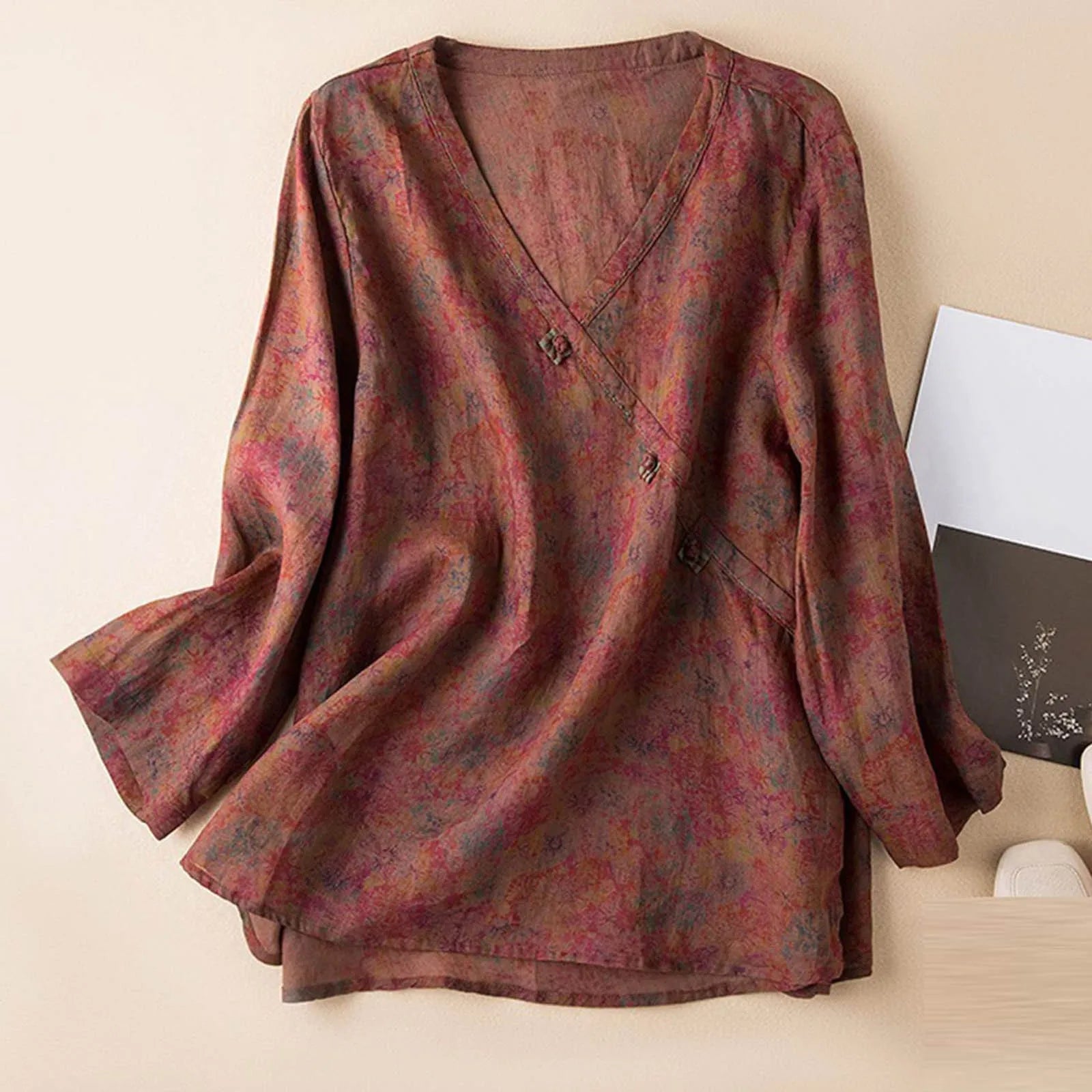 Crosswrap Blouse in Lightweight Fabric - Women's Casual Top for Everyday Wear
