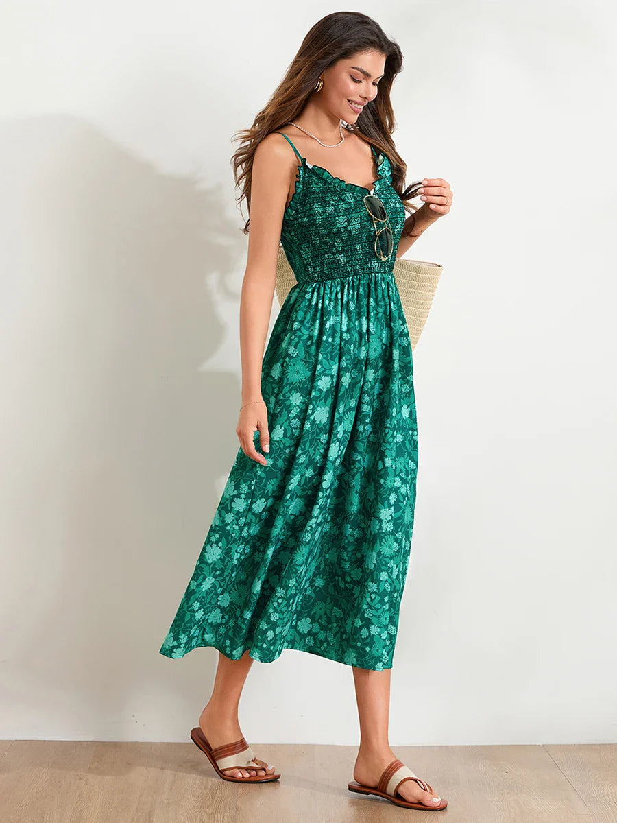 Floral Maxi Dress - Lightweight Fabric - Bohemian Style - Summer Wear