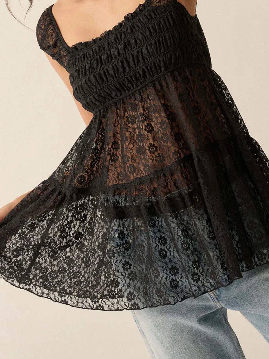 Summer Cutout Dress Top - Lightweight Fabric, Casual Style for Warm Weather