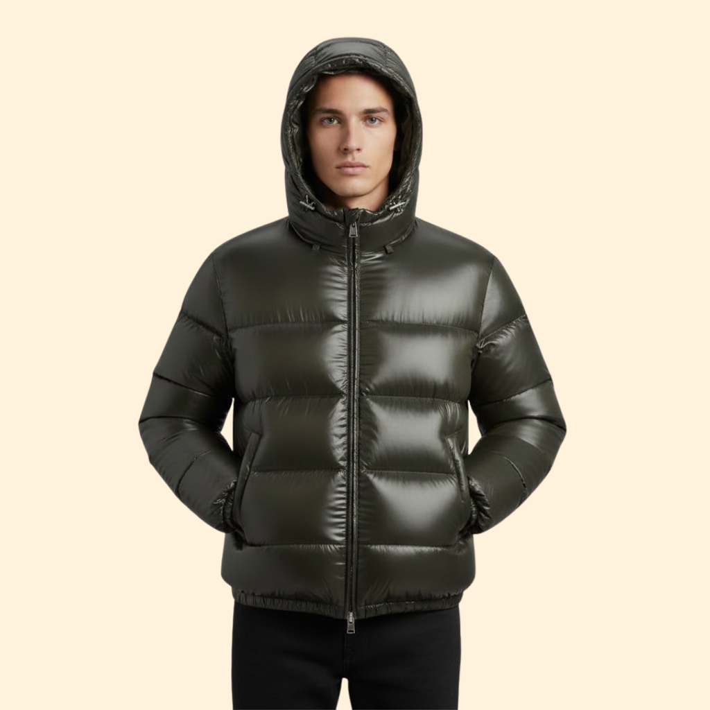 Sleek Hooded Puffer Jacket – Winter Fashion, Outdoor Activities