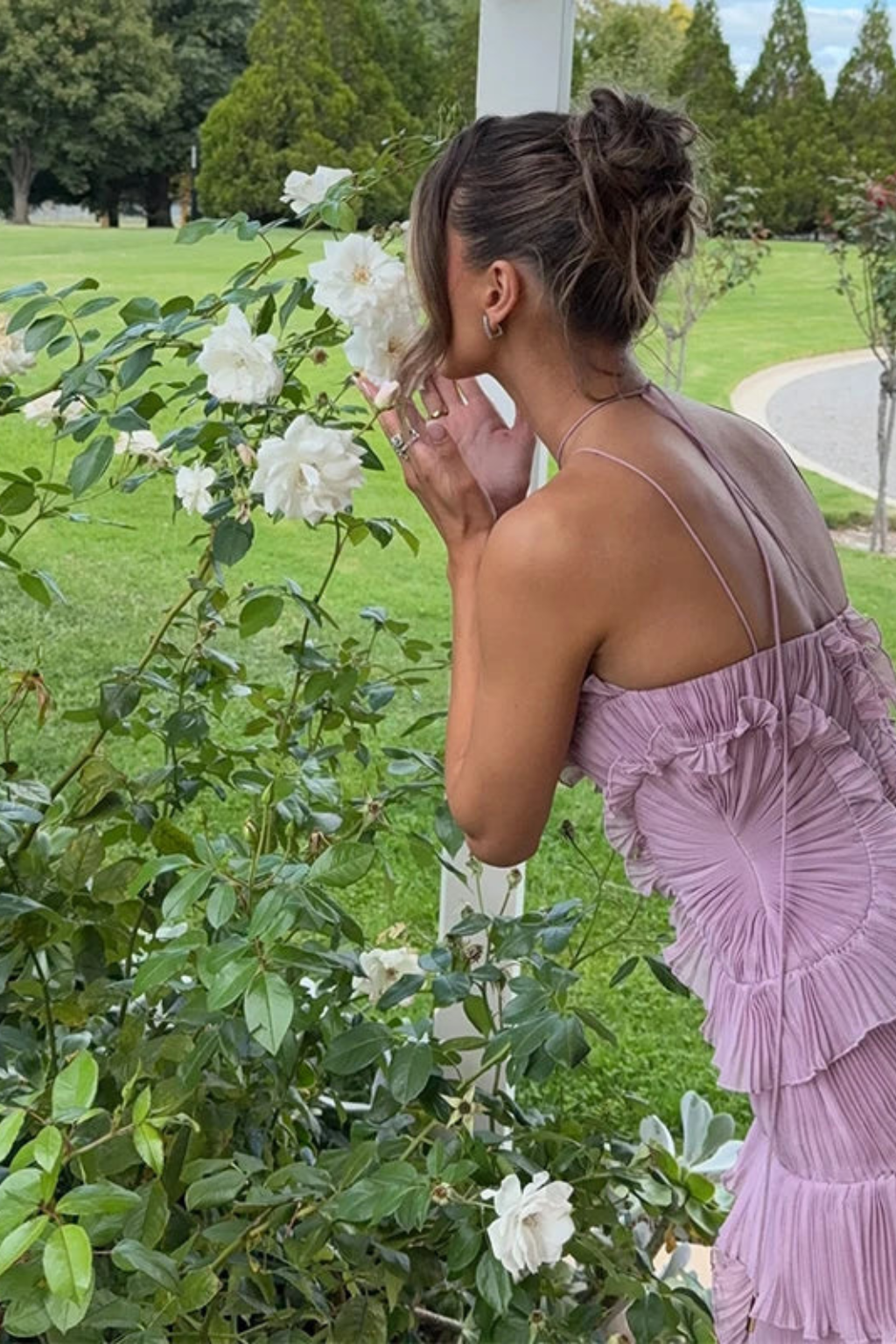 Sleeveless Halter Backless Ruffled Maxi Dress for Summer Wedding Guests