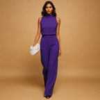 Sleeveless Halter Jumpsuit for Women | Lightweight Fabric | Elegant Casual or Formal Wear | Versatile Design