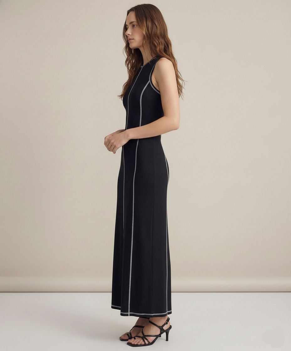 Sleeveless Knit Maxi Dress for Women - Casual Summer Style, Comfortable Fit