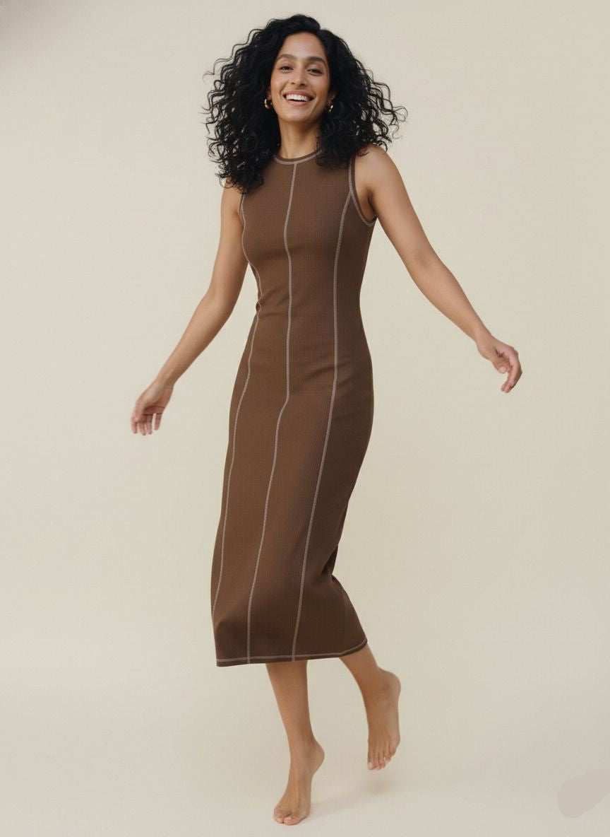 Sleeveless Knit Maxi Dress for Women - Casual Summer Style, Comfortable Fit