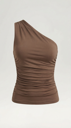 Sleeveless One-Shoulder Top in Soft Fabric - Casual Chic Blouse for Women - Perfect for Day or Night Out