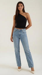 Sleeveless One-Shoulder Top in Soft Fabric - Casual Chic Blouse for Women - Perfect for Day or Night Out