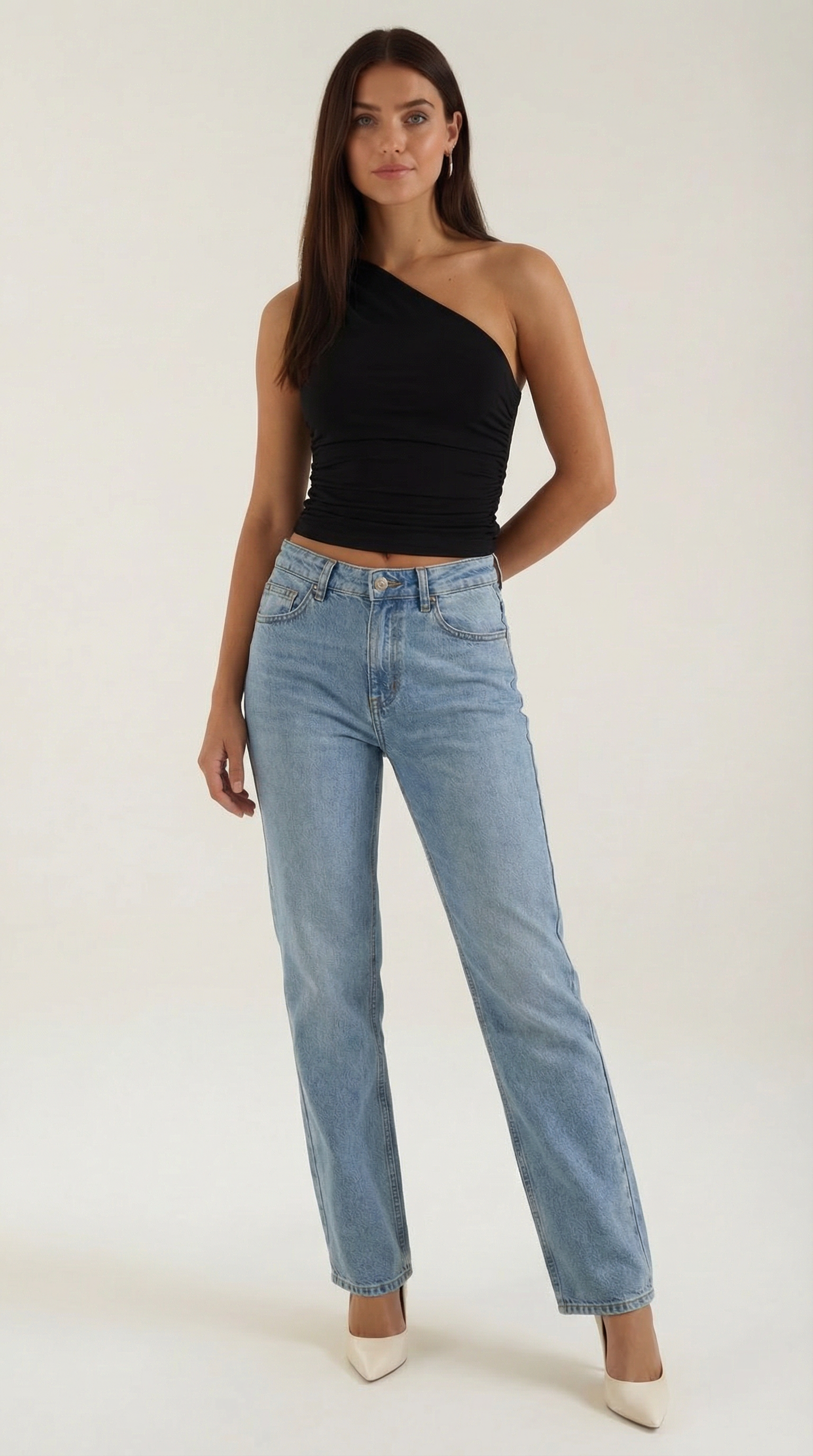 Sleeveless One-Shoulder Top in Soft Fabric - Casual Chic Blouse for Women - Perfect for Day or Night Out