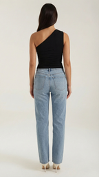 Sleeveless One-Shoulder Top in Soft Fabric - Casual Chic Blouse for Women - Perfect for Day or Night Out