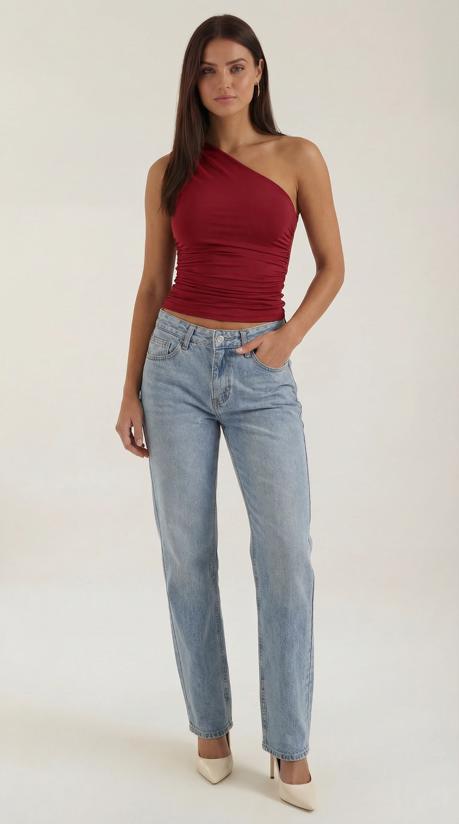 Sleeveless One-Shoulder Top in Soft Fabric - Casual Chic Blouse for Women - Perfect for Day or Night Out