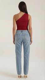 Sleeveless One-Shoulder Top in Soft Fabric - Casual Chic Blouse for Women - Perfect for Day or Night Out