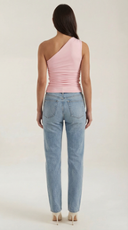 Sleeveless One-Shoulder Top in Soft Fabric - Casual Chic Blouse for Women - Perfect for Day or Night Out