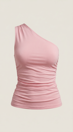 Sleeveless One-Shoulder Top in Soft Fabric - Casual Chic Blouse for Women - Perfect for Day or Night Out