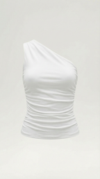 Sleeveless One-Shoulder Top in Soft Fabric - Casual Chic Blouse for Women - Perfect for Day or Night Out