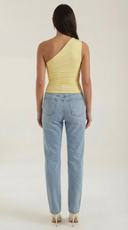 Sleeveless One-Shoulder Top in Soft Fabric - Casual Chic Blouse for Women - Perfect for Day or Night Out