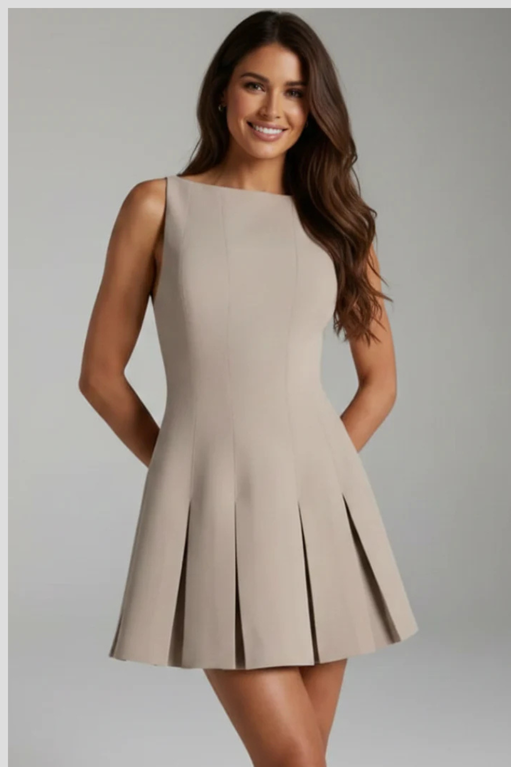 Sleeveless Pleated Mini Dress for Women | Wedding Guest Attire