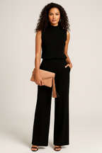 Sleeveless Wide-Leg Jumpsuit in Soft Fabric | Elegant and Versatile Outfit for Casual or Formal Occasions