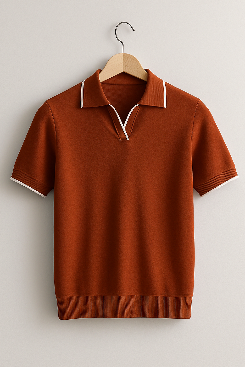 Slim Fit Knit Polo Shirt with Contrast Trim for Men - Casual Wear