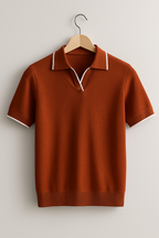 Slim Fit Knit Polo Shirt with Contrast Trim for Men - Casual Wear