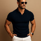 Slim Fit V-Neck Polo Shirt | Comfortable Cotton Blend | Casual Wear for Men