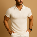 Slim Fit V-Neck Polo Shirt | Comfortable Cotton Blend | Casual Wear for Men