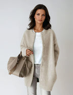 Wool Blend Coat with Button Closure – Casual, Office