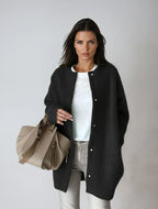 Wool Blend Coat with Button Closure – Casual, Office
