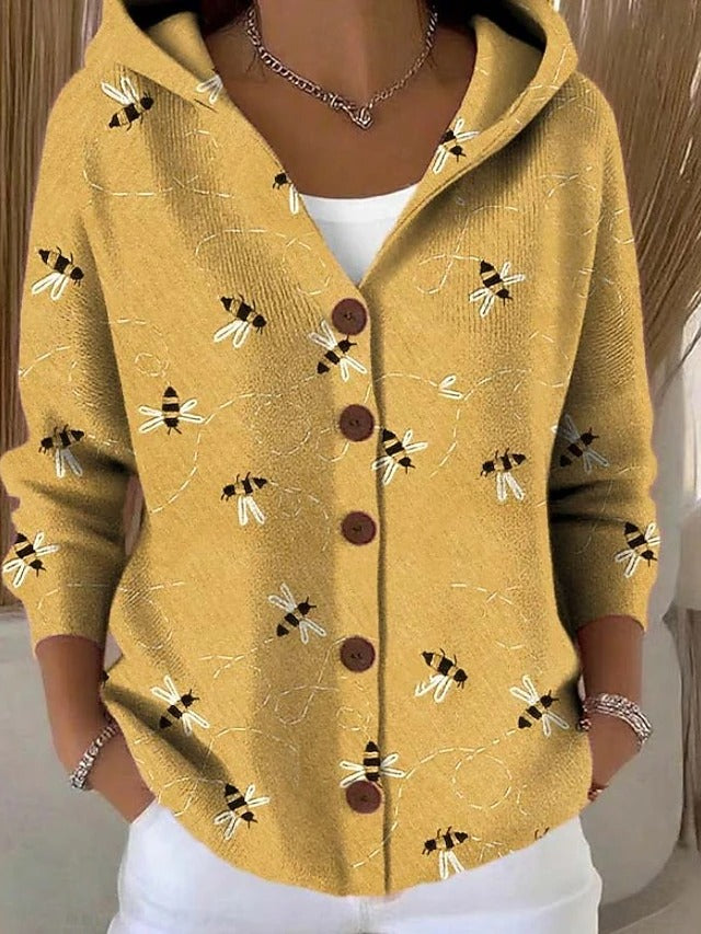 Women's Elegant Button Hooded Sweater – Casual, Everyday Wear