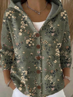 Women's Elegant Button Hooded Sweater – Casual, Everyday Wear