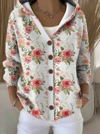 Women's Elegant Button Hooded Sweater – Casual, Everyday Wear