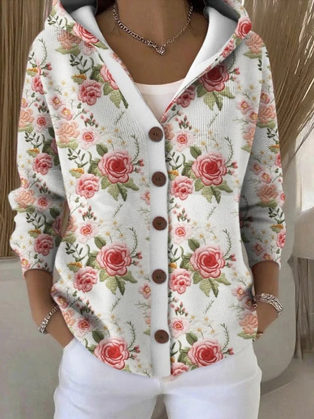 Women's Elegant Button Hooded Sweater – Casual, Everyday Wear