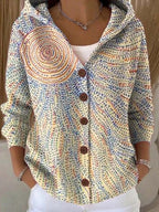 Women's Elegant Button Hooded Sweater – Casual, Everyday Wear