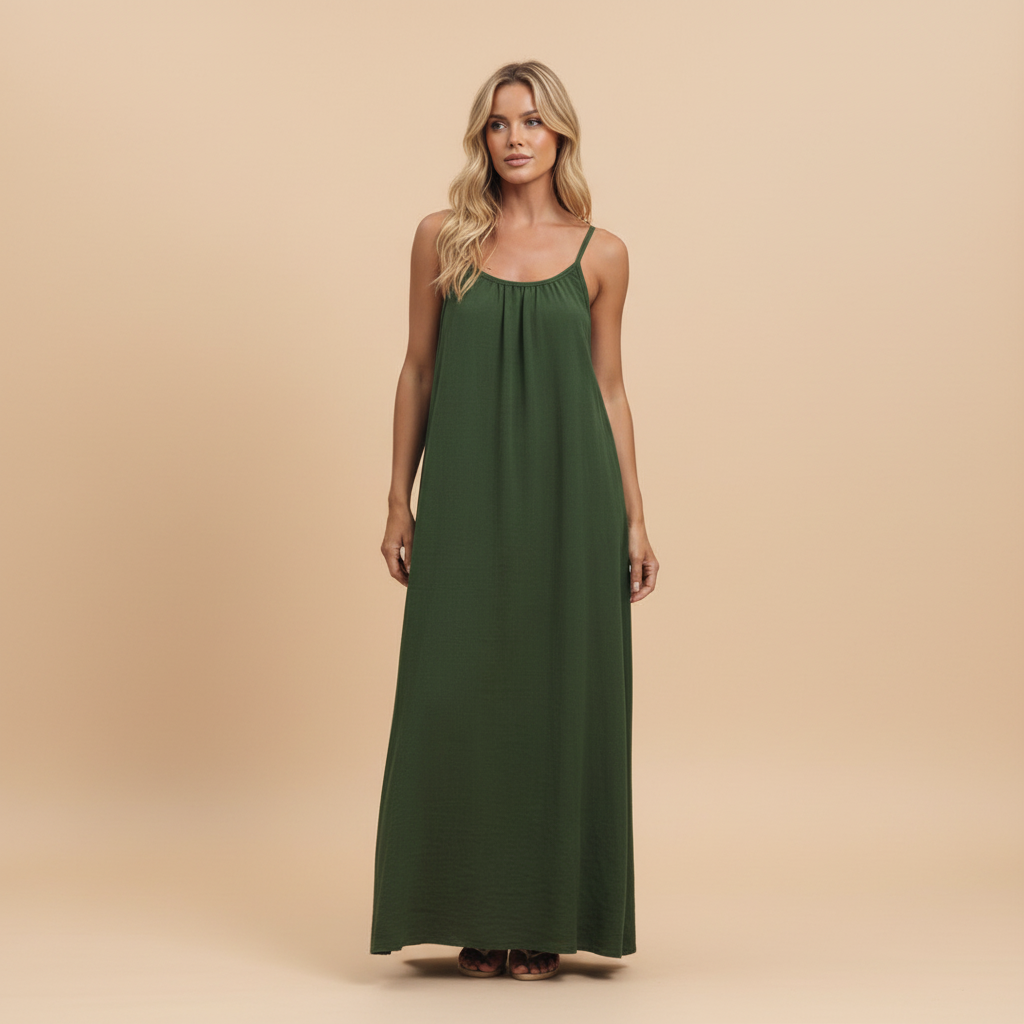 Lightweight Cotton Spaghetti Strap Dress - Casual Loose Fit Summer Wear