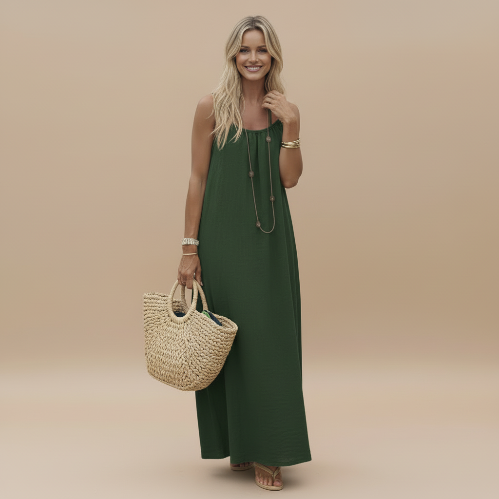 Lightweight Cotton Spaghetti Strap Dress - Casual Loose Fit Summer Wear