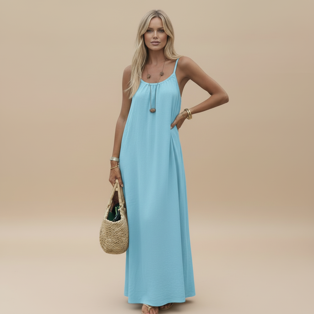 Lightweight Cotton Spaghetti Strap Dress - Casual Loose Fit Summer Wear