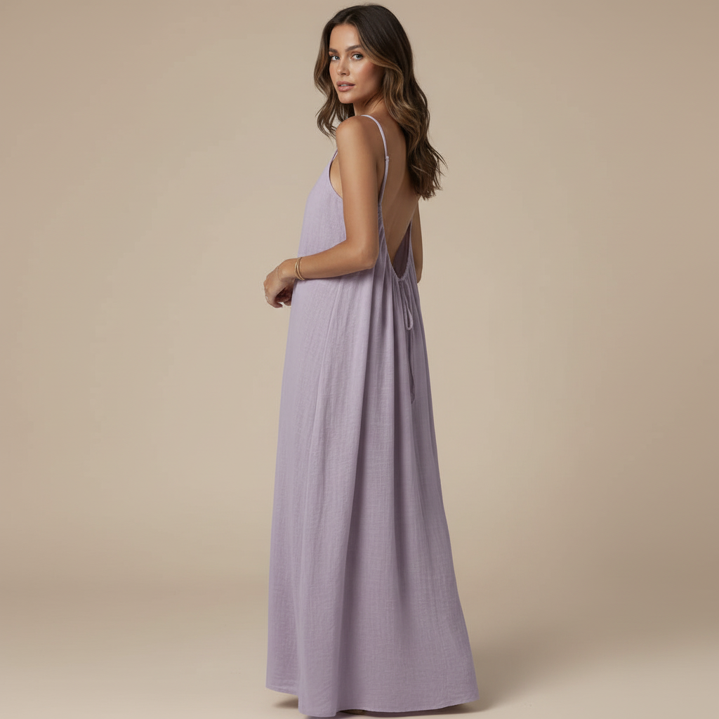 Lightweight Cotton Spaghetti Strap Dress - Casual Loose Fit Summer Wear