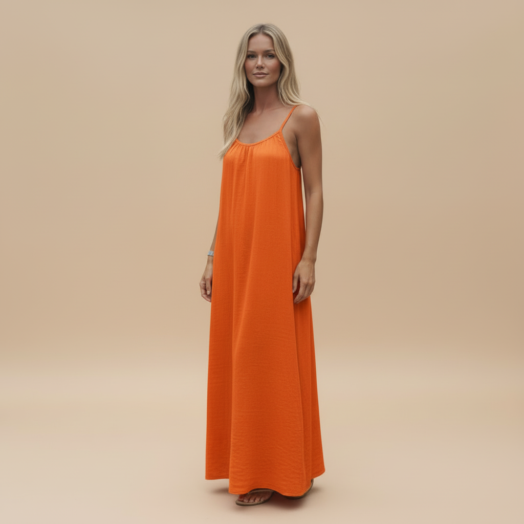 Lightweight Cotton Spaghetti Strap Dress - Casual Loose Fit Summer Wear